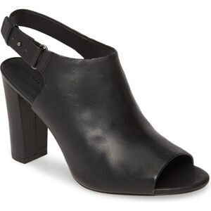 Vince Hartley Slingback Peep Toe Heels Booties Black Leather Sz 11